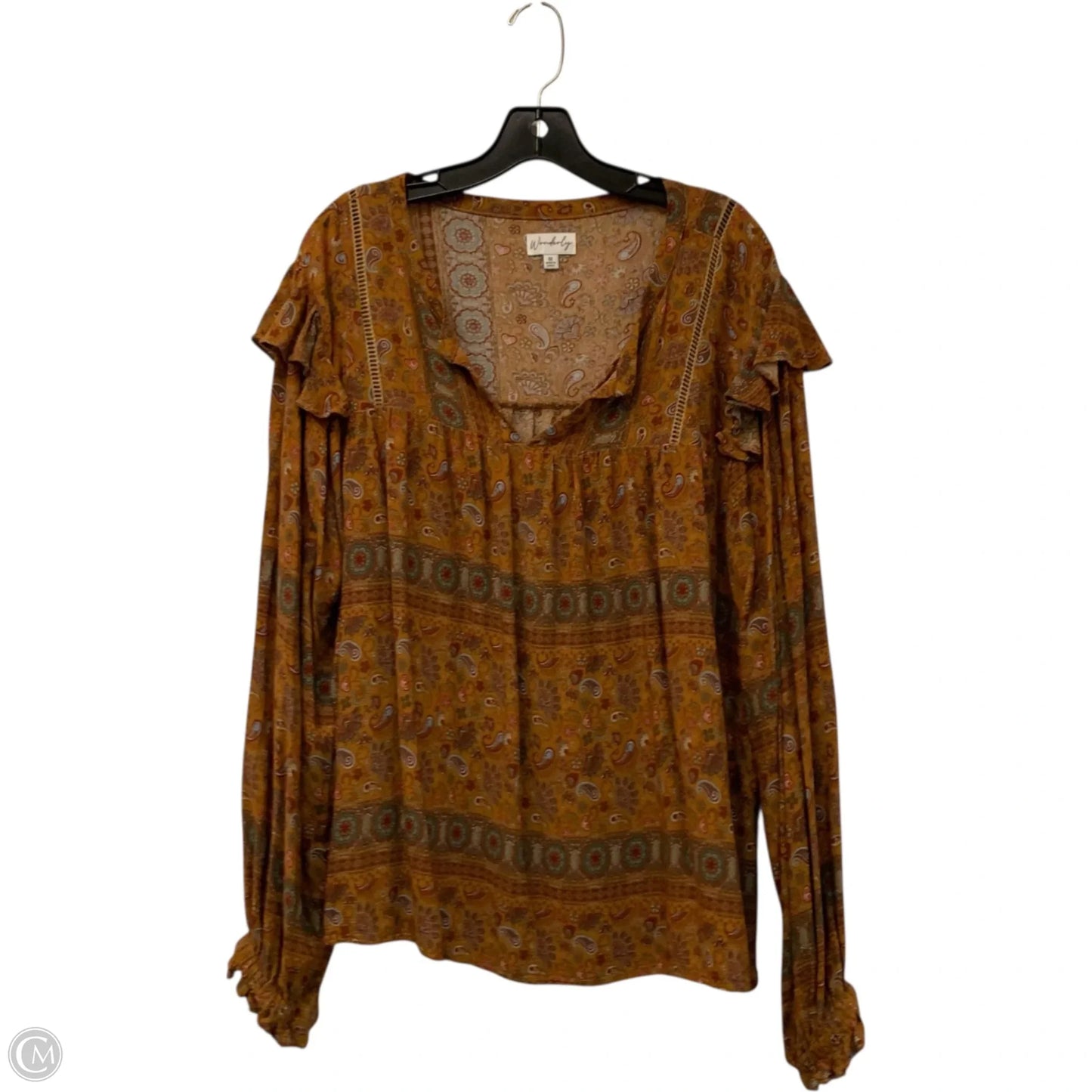 Top Long Sleeve By Wonderly In Yellow, Size: 1x