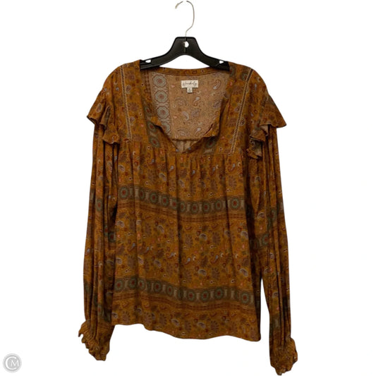 Top Long Sleeve By Wonderly In Yellow, Size: 1x