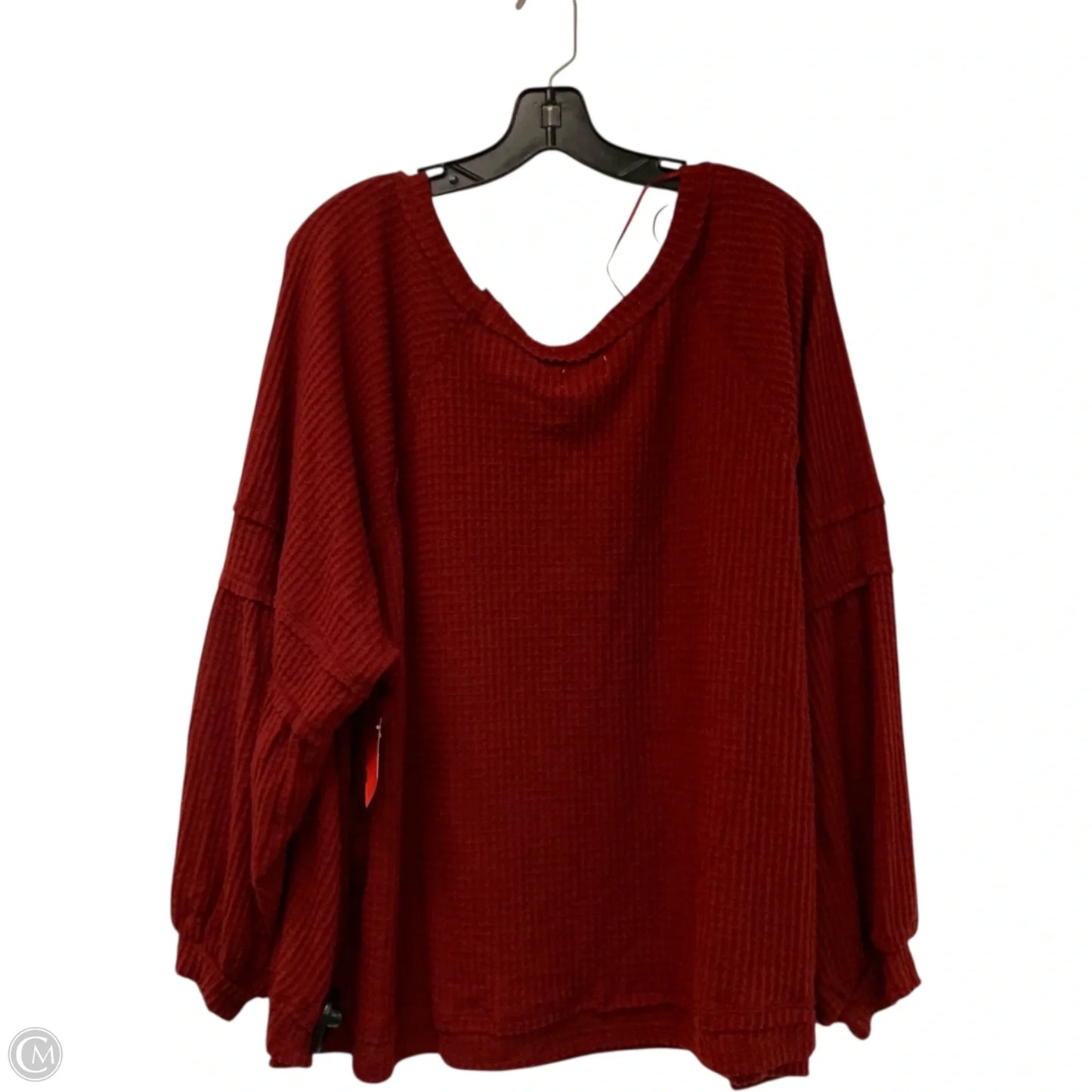 Top Long Sleeve By Wonderly In Red, Size: 4x