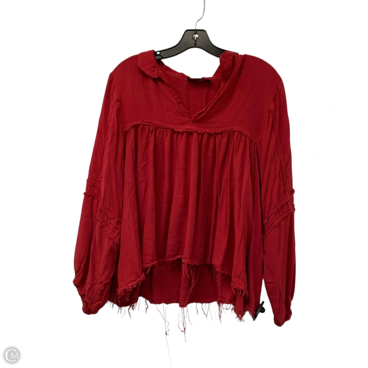 Top Long Sleeve By meritt In Red, Size: 1x