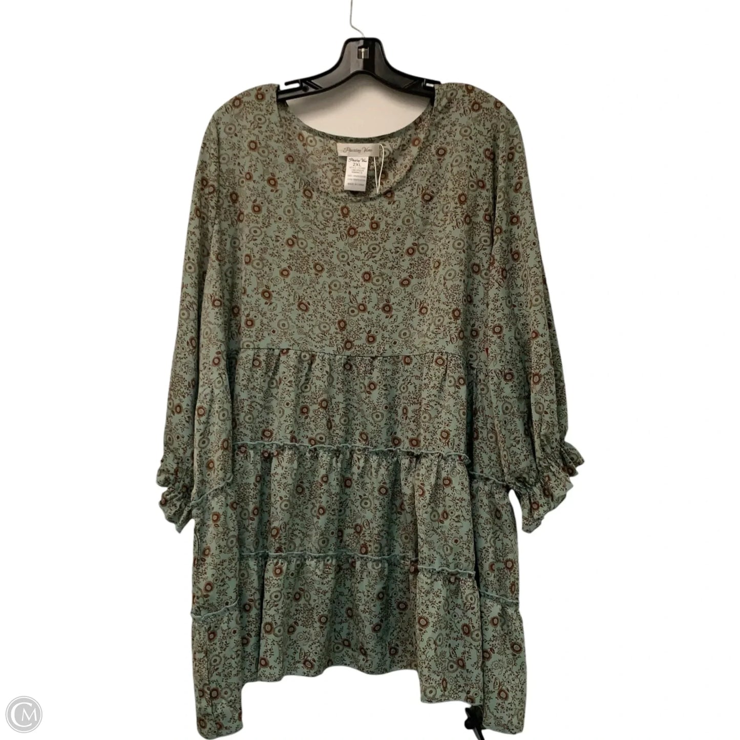 Top Long Sleeve By paisley vine In Brown & Green, Size: 2x