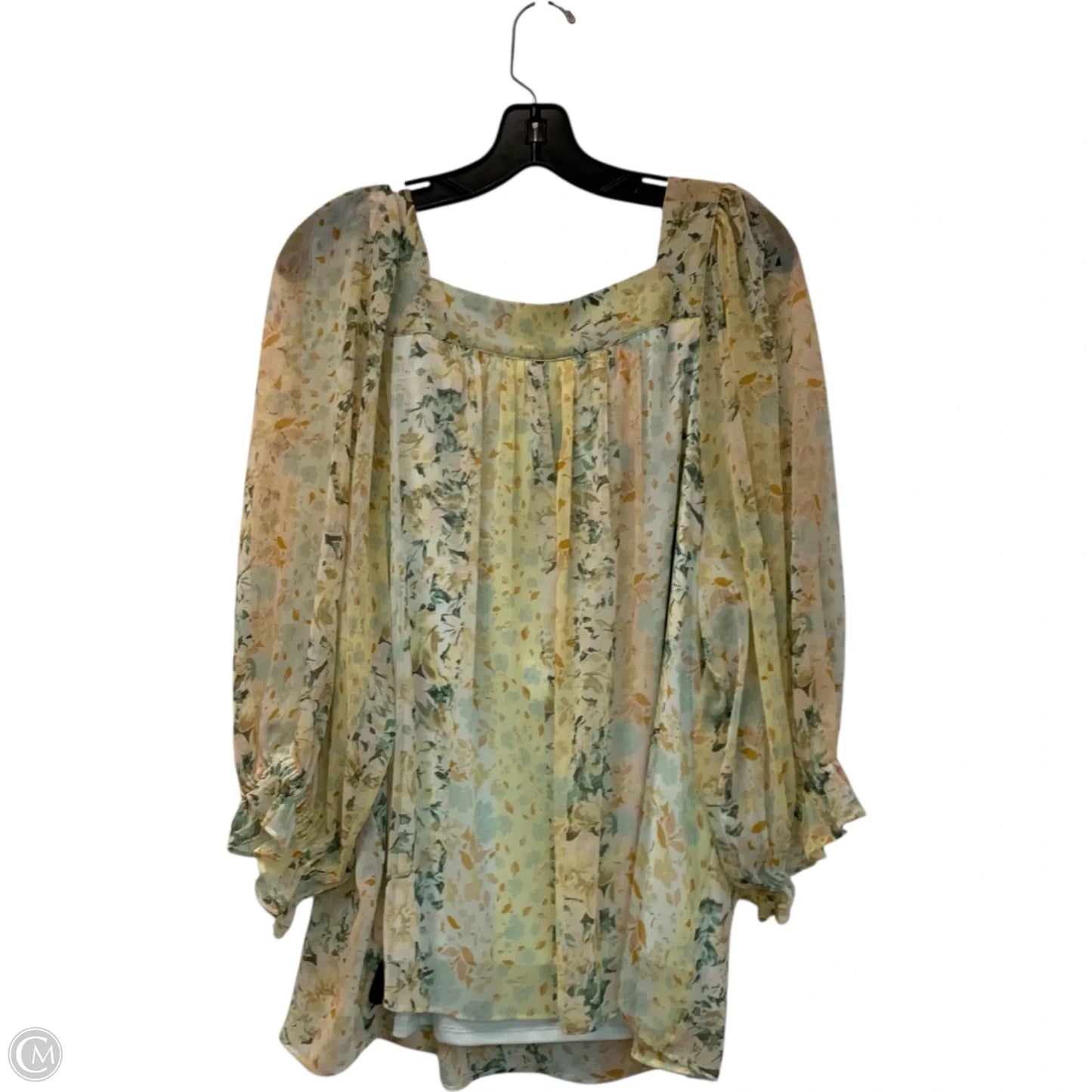 Blouse Long Sleeve By Lc Lauren Conrad In Yellow, Size: 1x