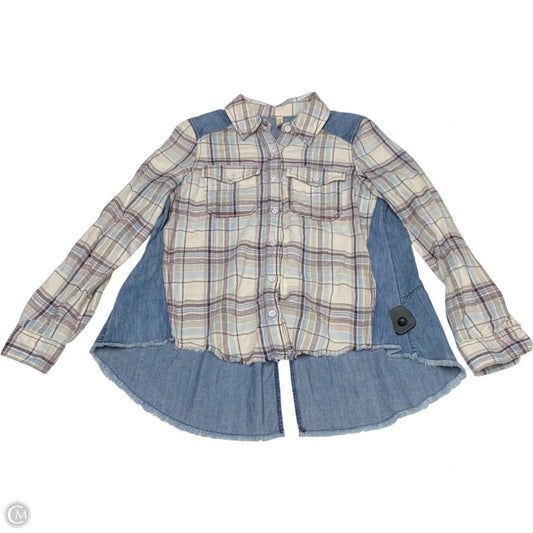 Top Long Sleeve By Free People In Plaid Pattern, Size: Xs