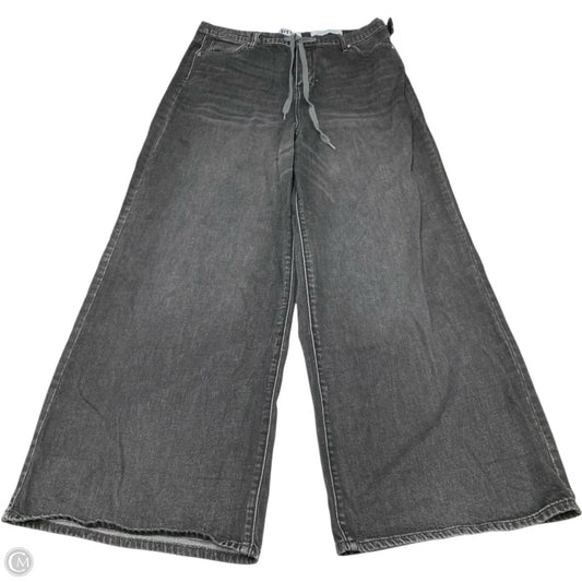 Jeans Wide Leg By PTCL In Black Denim, Size: 8