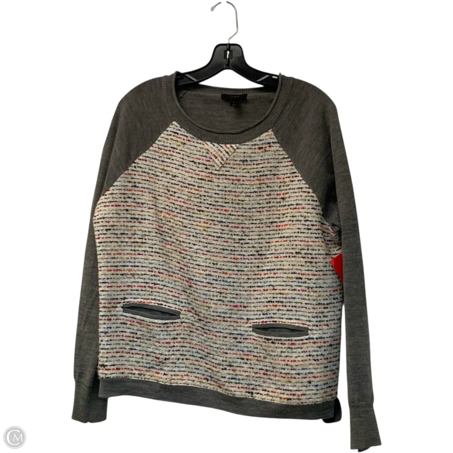 Top Long Sleeve By J. Crew In Cream & Grey, Size: L