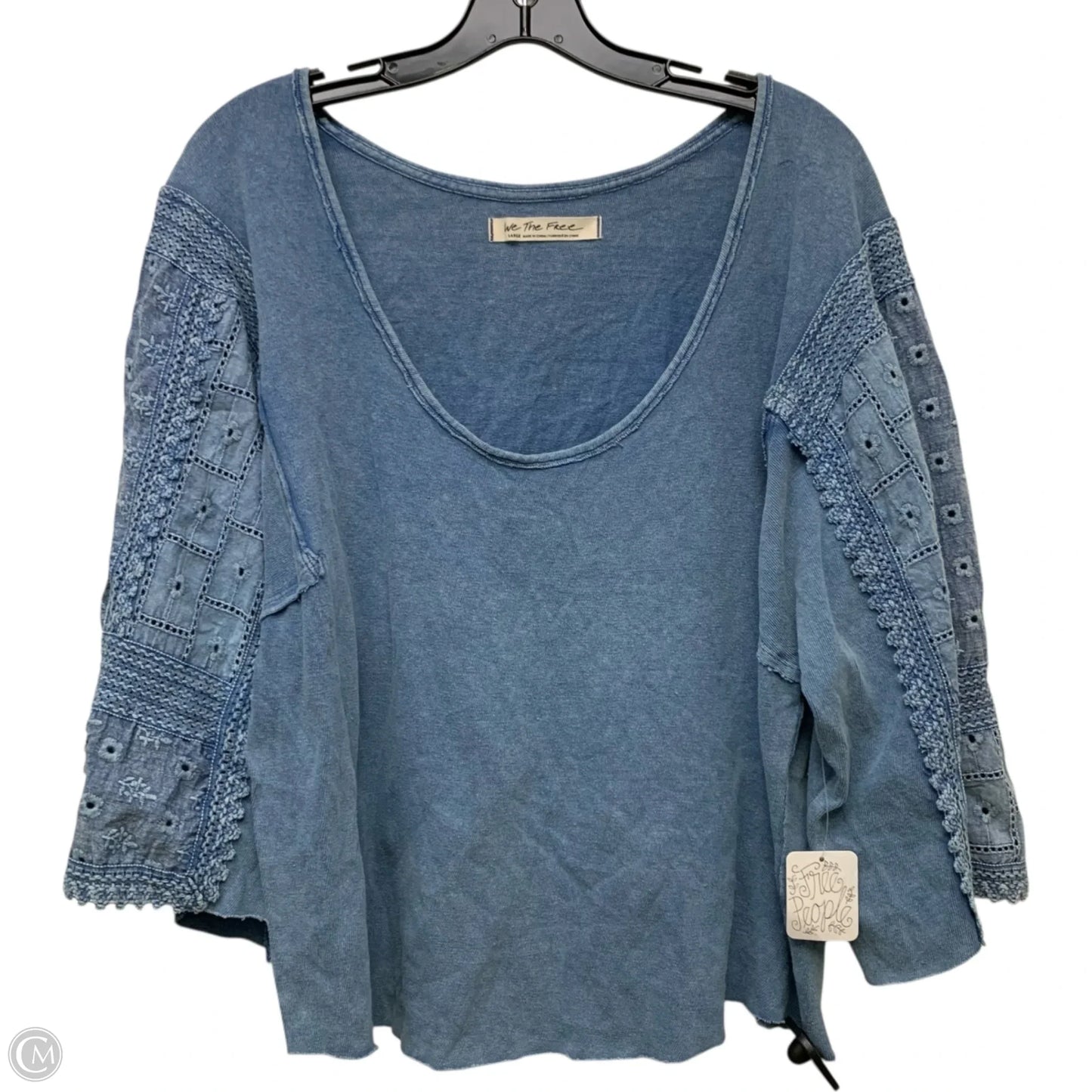 Top 3/4 Sleeve By Free People In Blue, Size: L