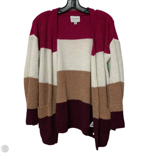 Sweater Cardigan By Pink Rose In Pink & Tan, Size: Xs