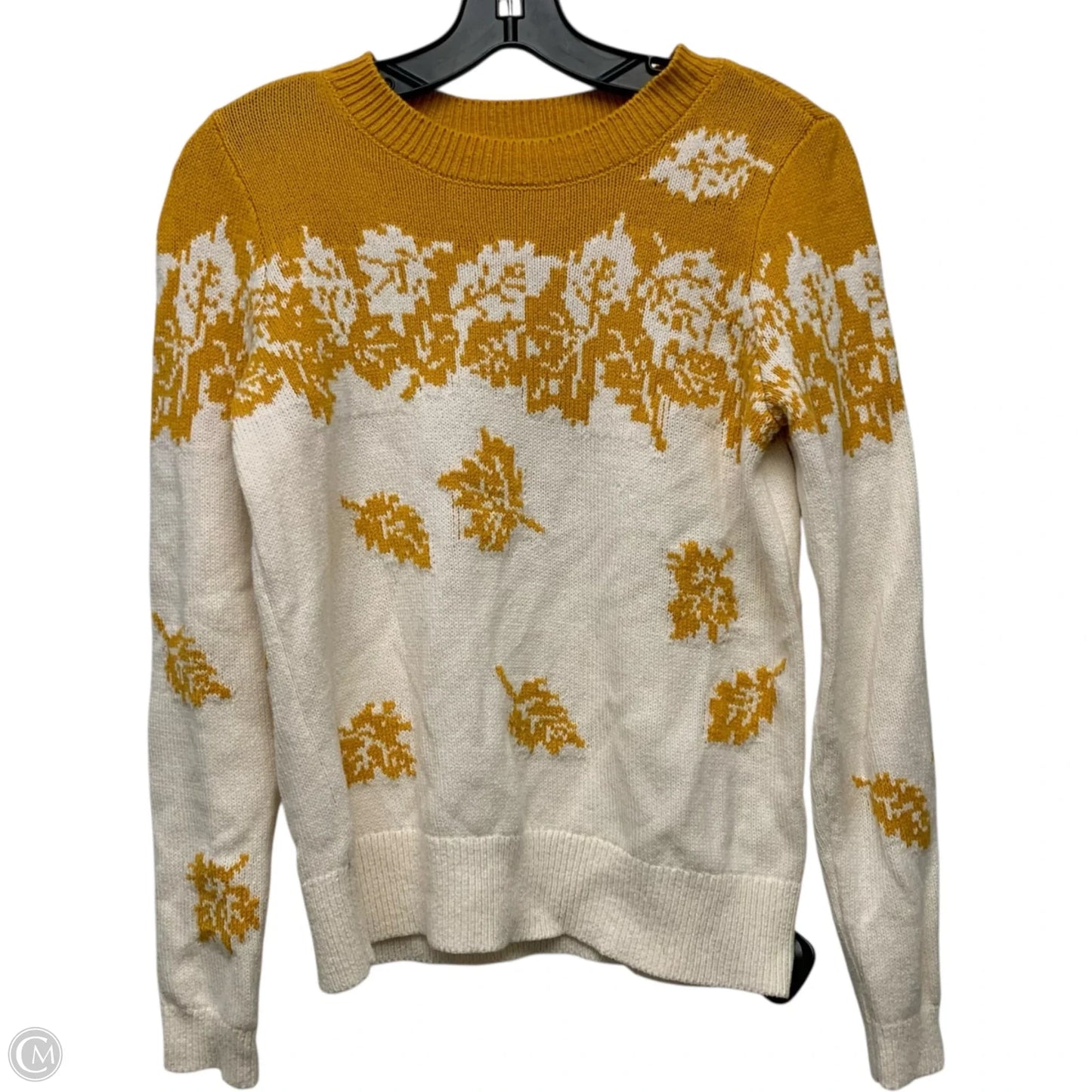 Sweater By Loft In White & Yellow, Size: Xs