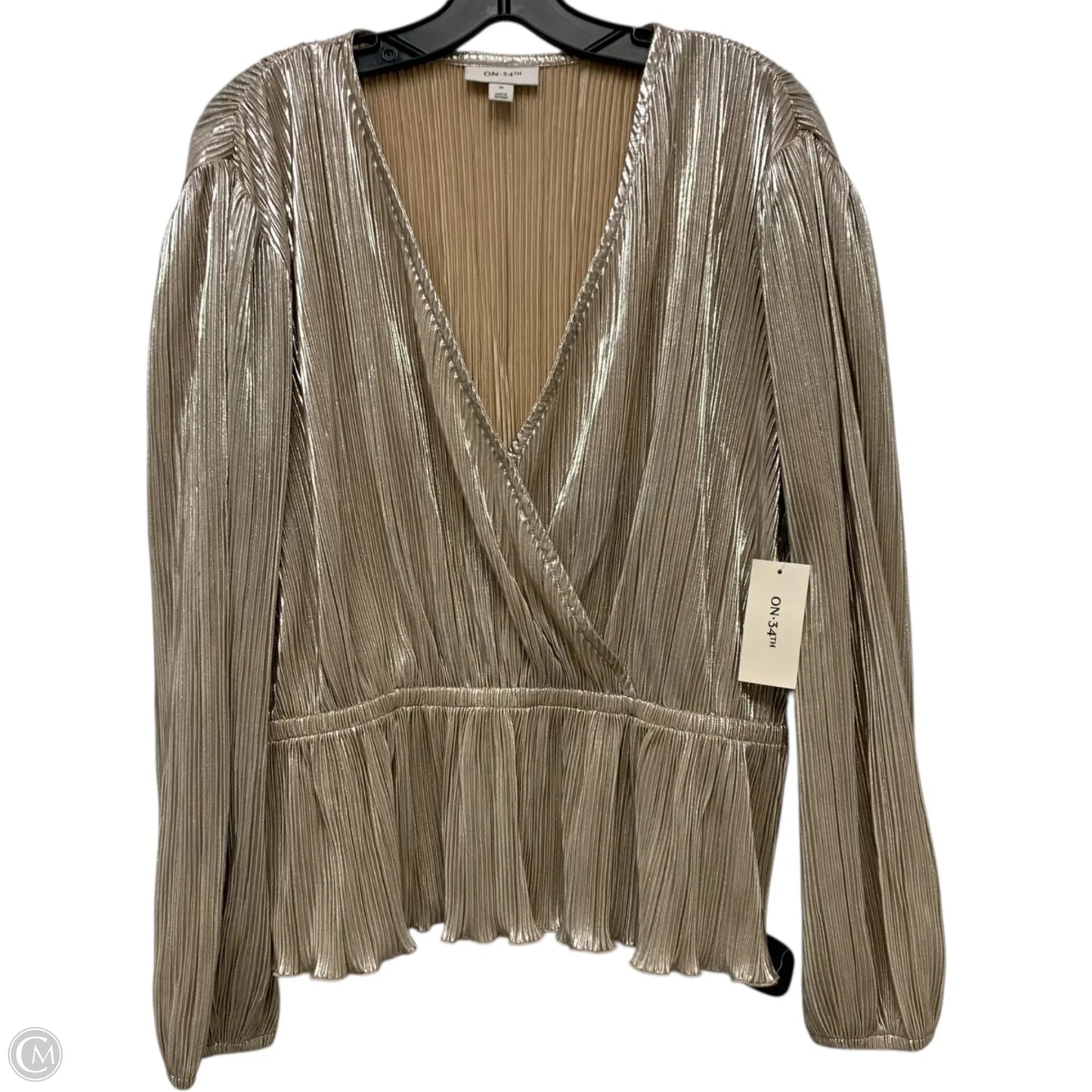 Top Long Sleeve By On 34th In Gold, Size: M