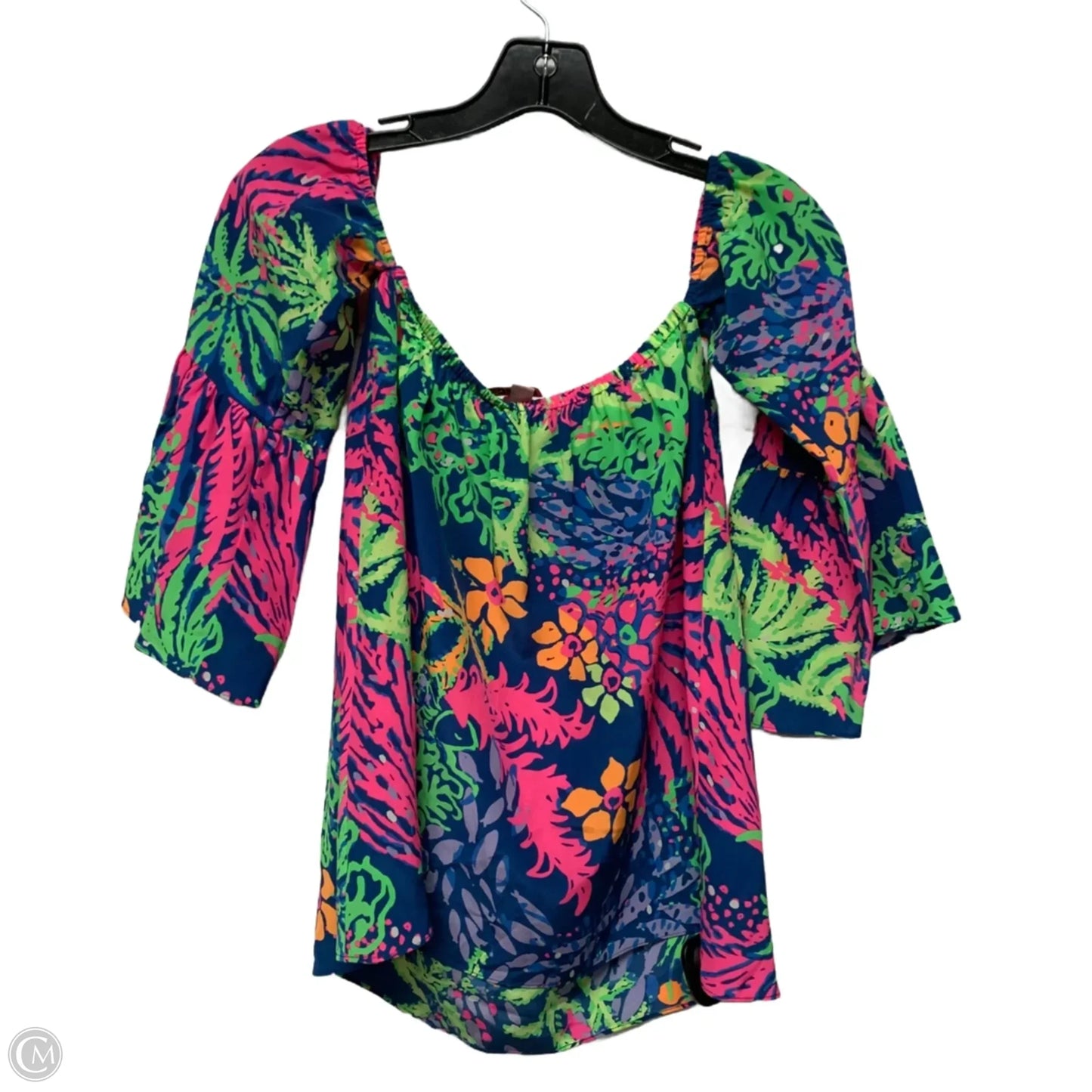 Top Long Sleeve Designer By Lilly Pulitzer In Blue & Pink, Size: Xs