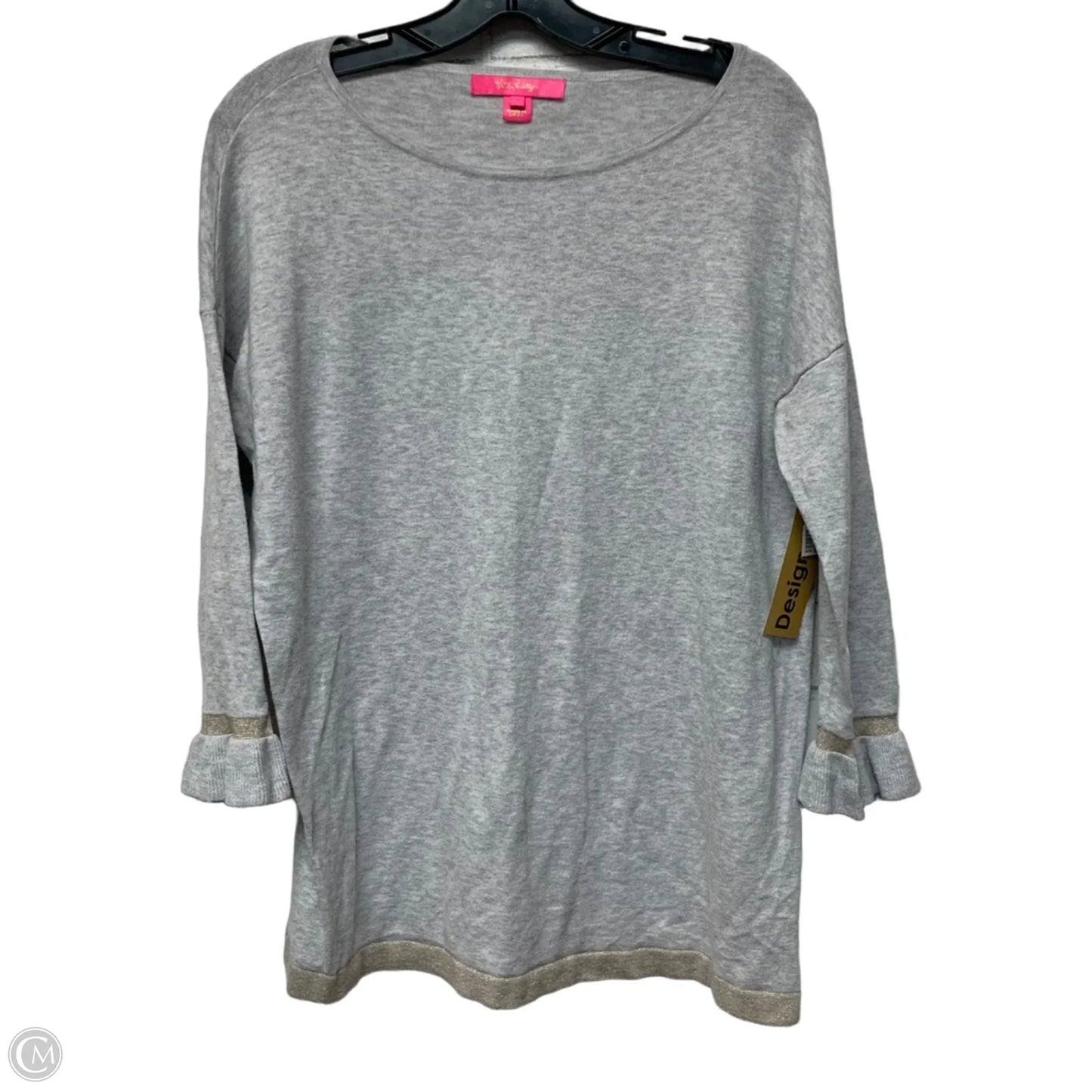 Top 3/4 Sleeve Designer By Lilly Pulitzer In Grey, Size: M