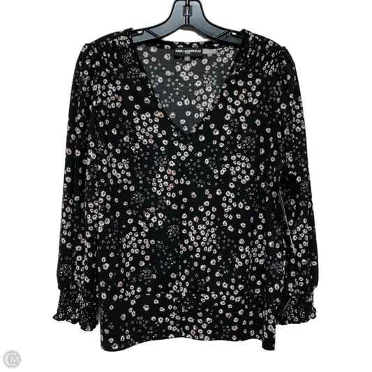 Top Long Sleeve Designer By Karl Lagerfeld In Black, Size: M