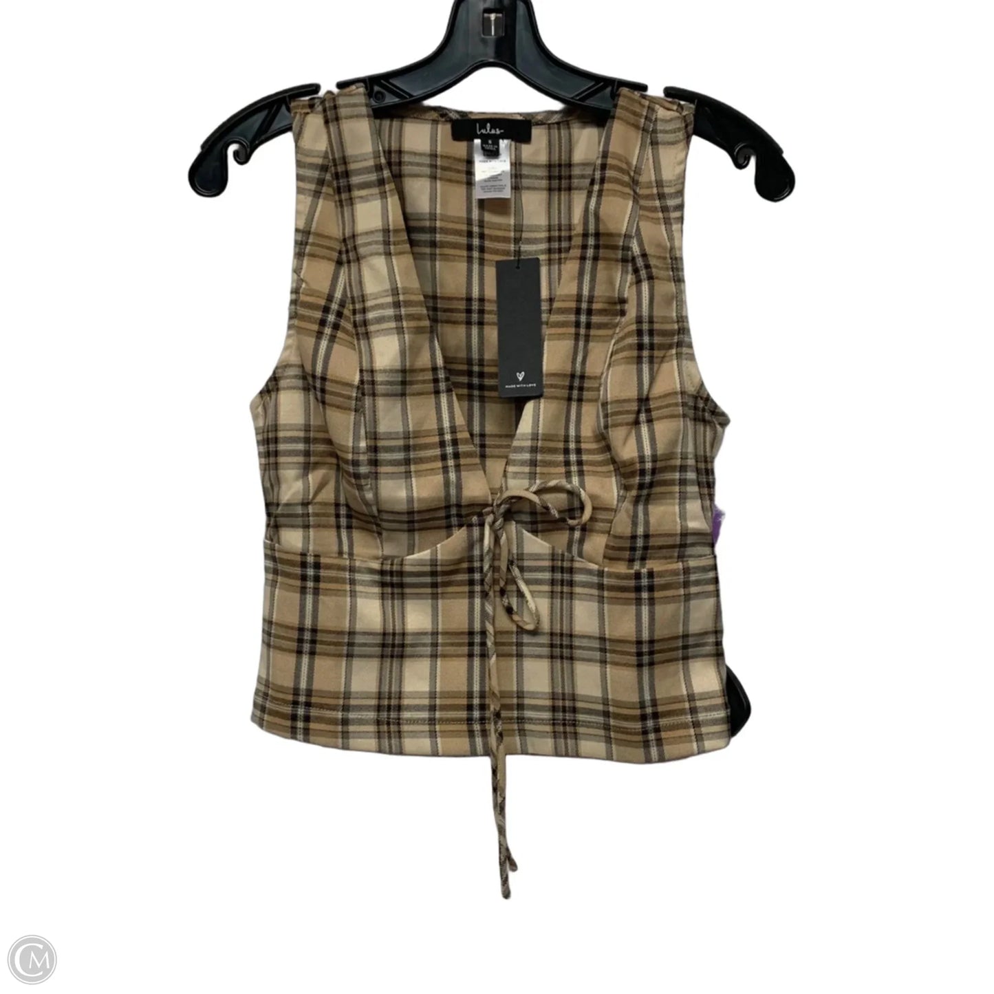 Top Sleeveless By Lulus In Plaid Pattern, Size: S