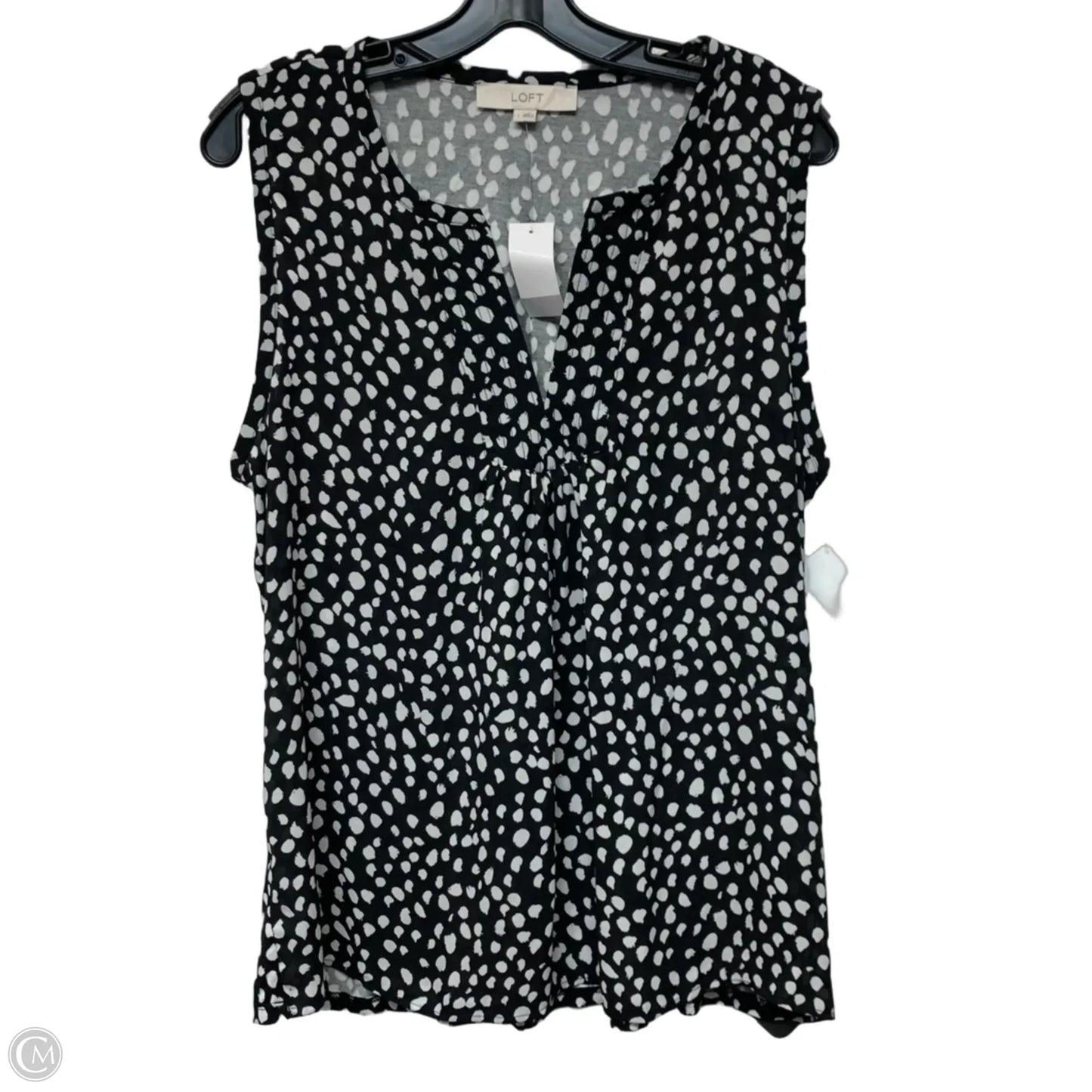 Top Sleeveless By Loft In Black & White, Size: L