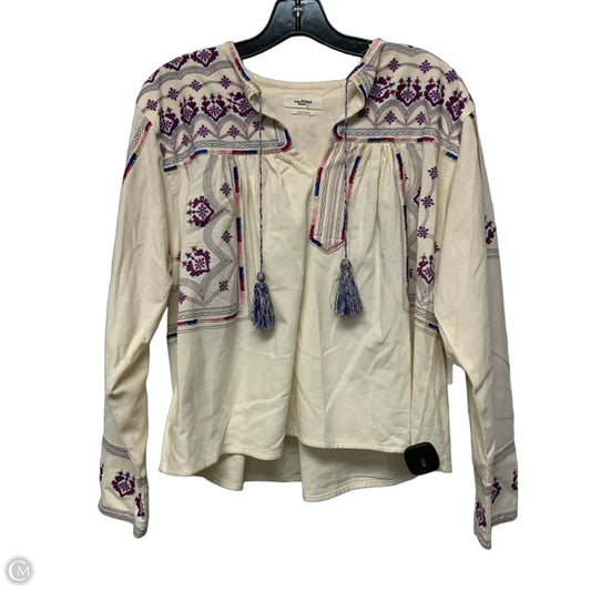 Top Long Sleeve Designer By Isabel Marant In Cream & Purple, Size: Xs