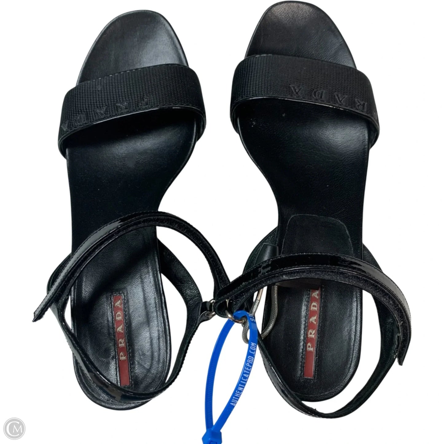 Sandals Luxury Designer By Prada In Black, Size: 8