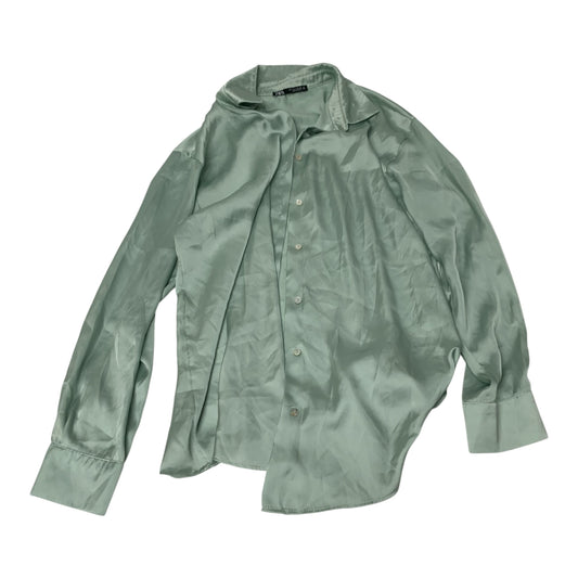 Blouse Long Sleeve By Zara In Green, Size: L