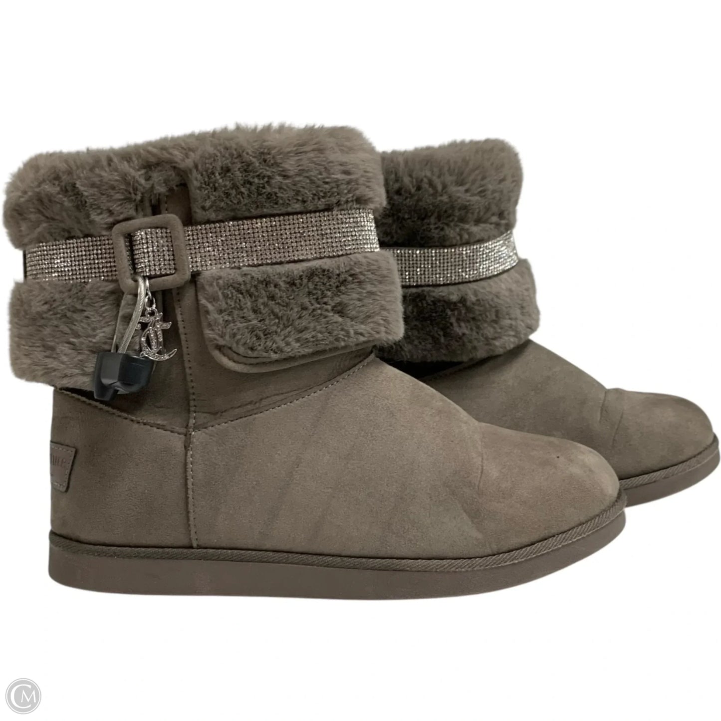 Boots Ankle Flats By Juicy Couture In Grey & Silver, Size: 10.5