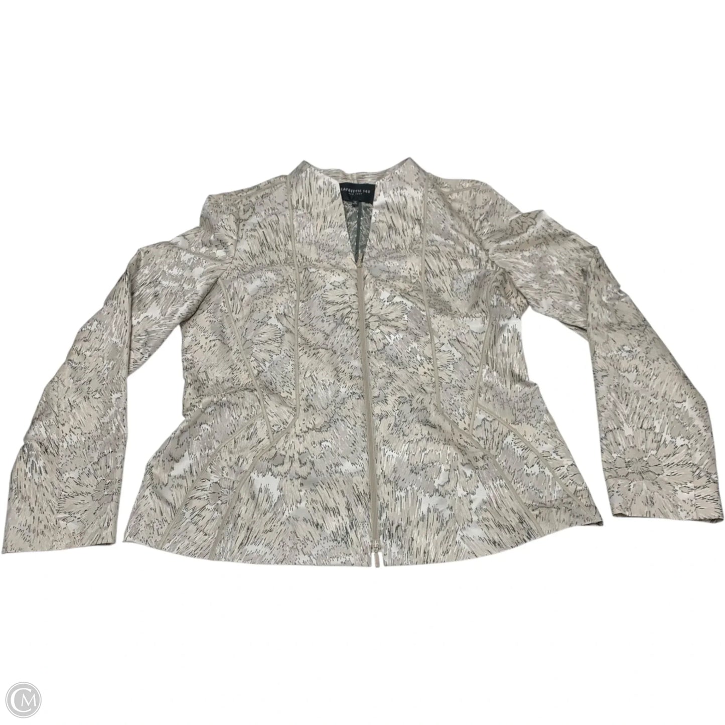 Jacket Designer By Lafayette 148 In Cream & Green, Size: L