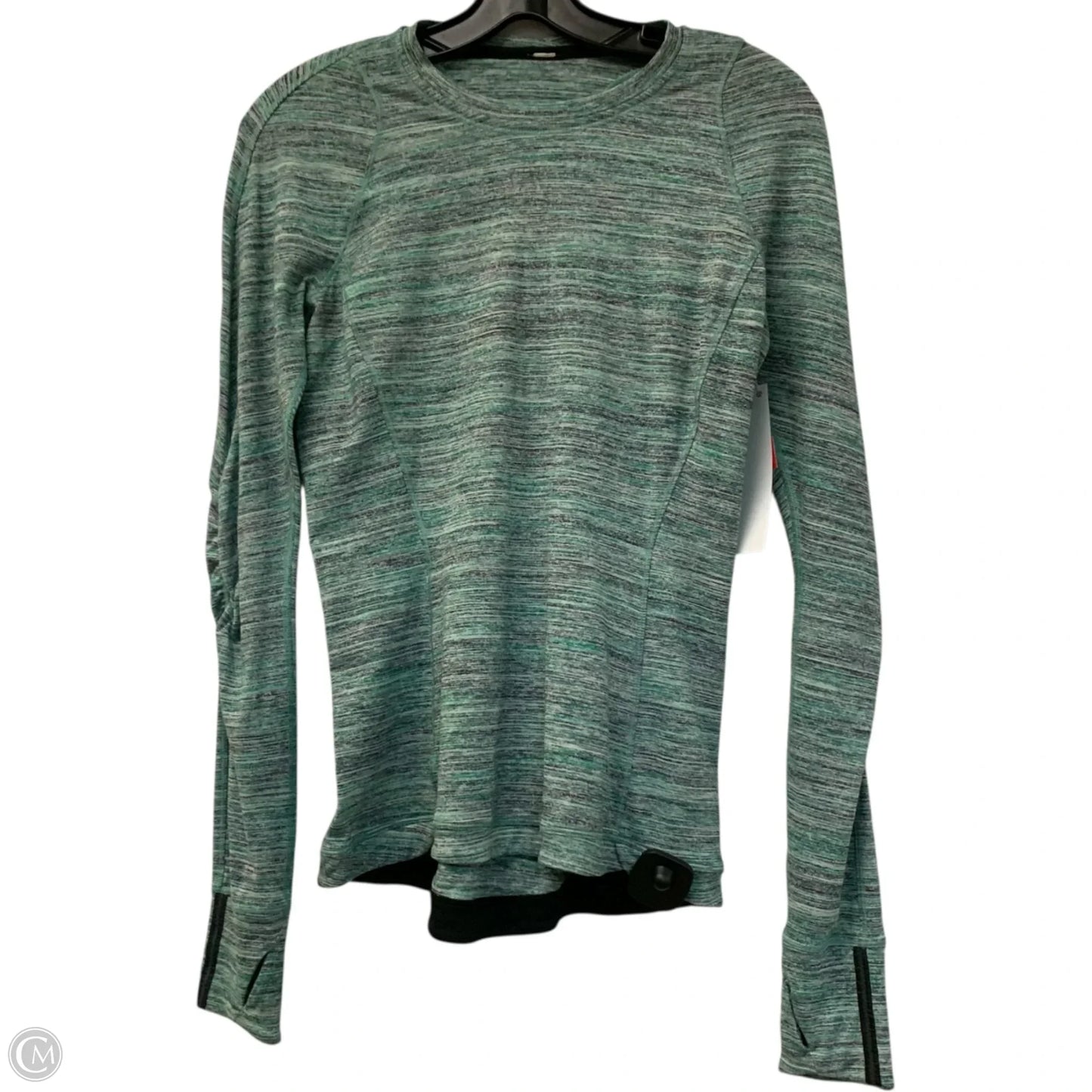 Athletic Top Long Sleeve Crewneck By Lululemon In Green & Grey, Size: S