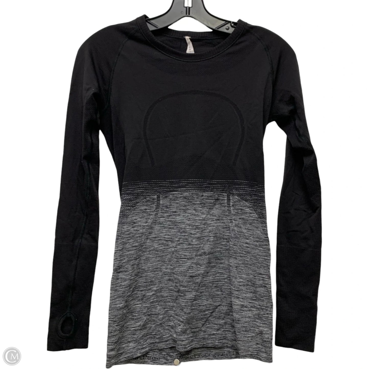 Athletic Top Long Sleeve Crewneck By Lululemon In Black & Grey, Size: S