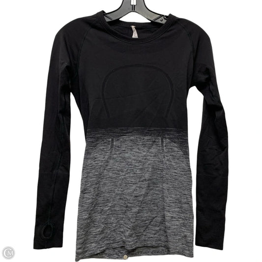 Athletic Top Long Sleeve Crewneck By Lululemon In Black & Grey, Size: S