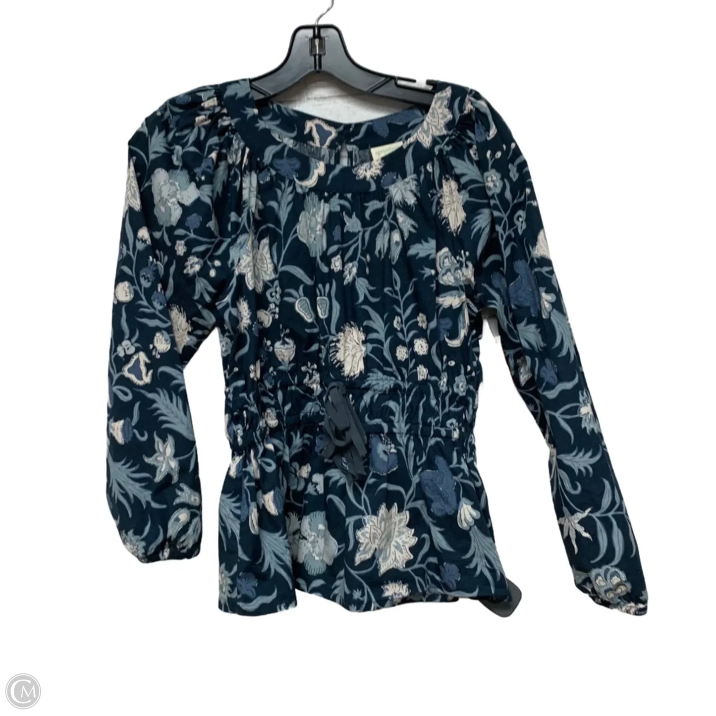 Top Long Sleeve Designer By Spartina In Blue & Cream, Size: S