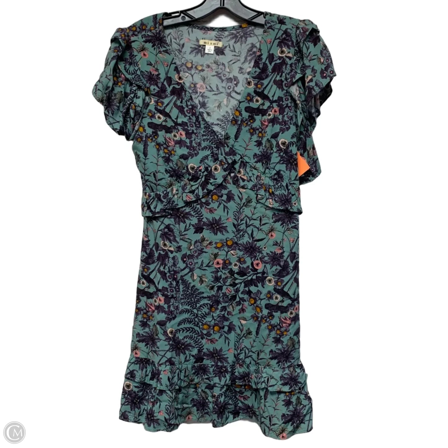 Dress Casual Short By Mi Ami In Green & Purple, Size: S