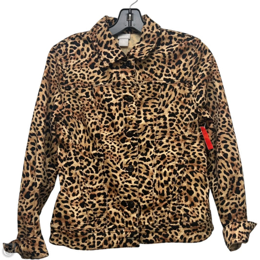 Jacket Denim By Chicos In Animal Print, Size: Xs
