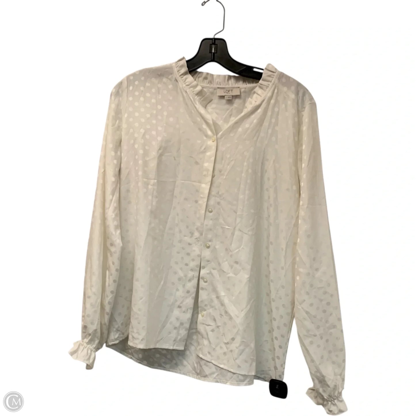 Top Long Sleeve By Loft In White, Size: S