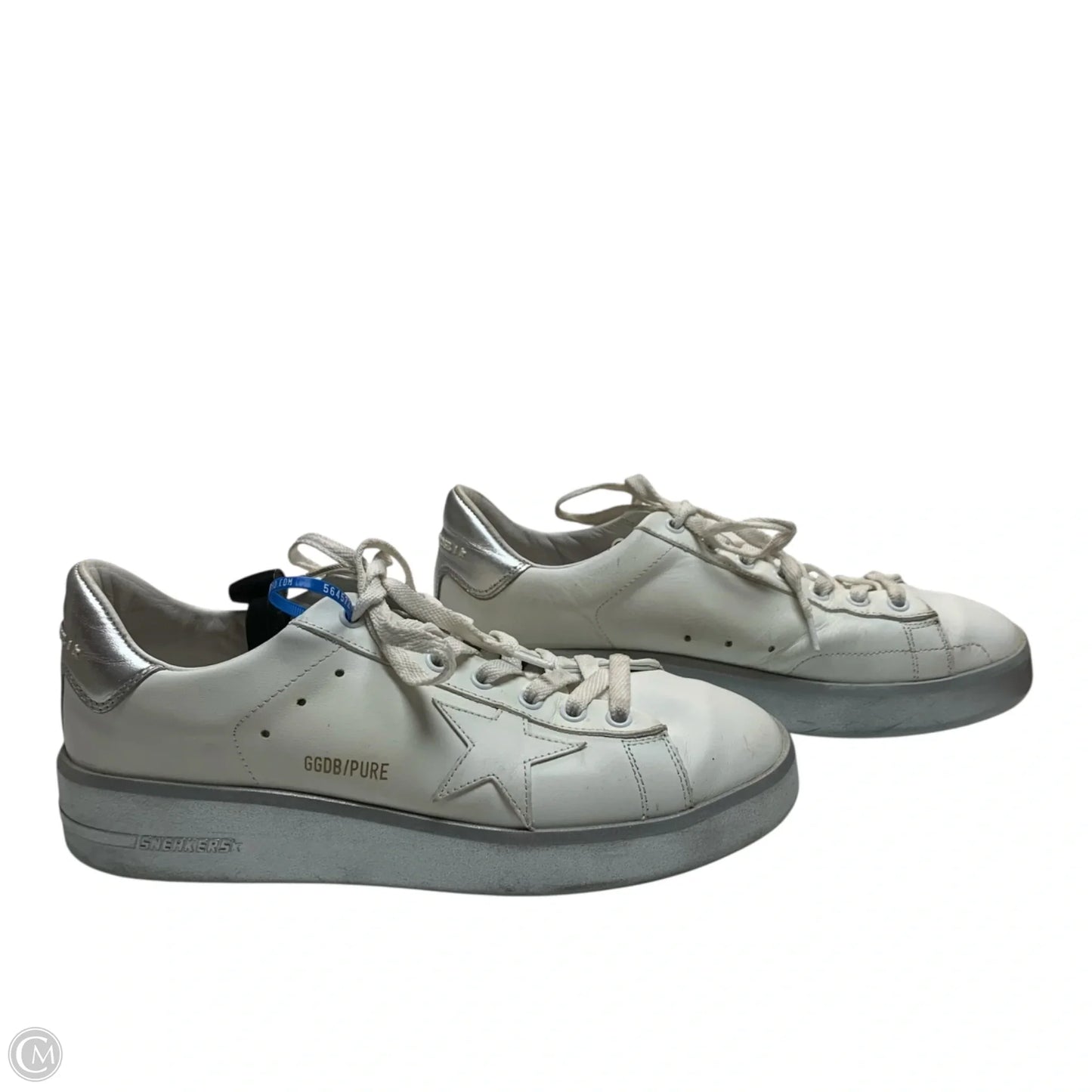 Shoes Luxury Designer By Golden Goose In Silver & White, Size: 9