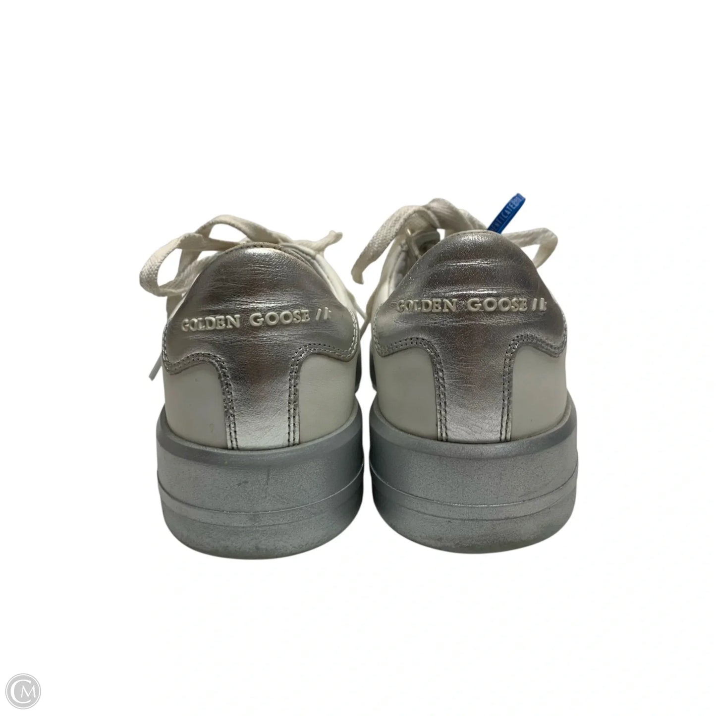 Shoes Luxury Designer By Golden Goose In Silver & White, Size: 9