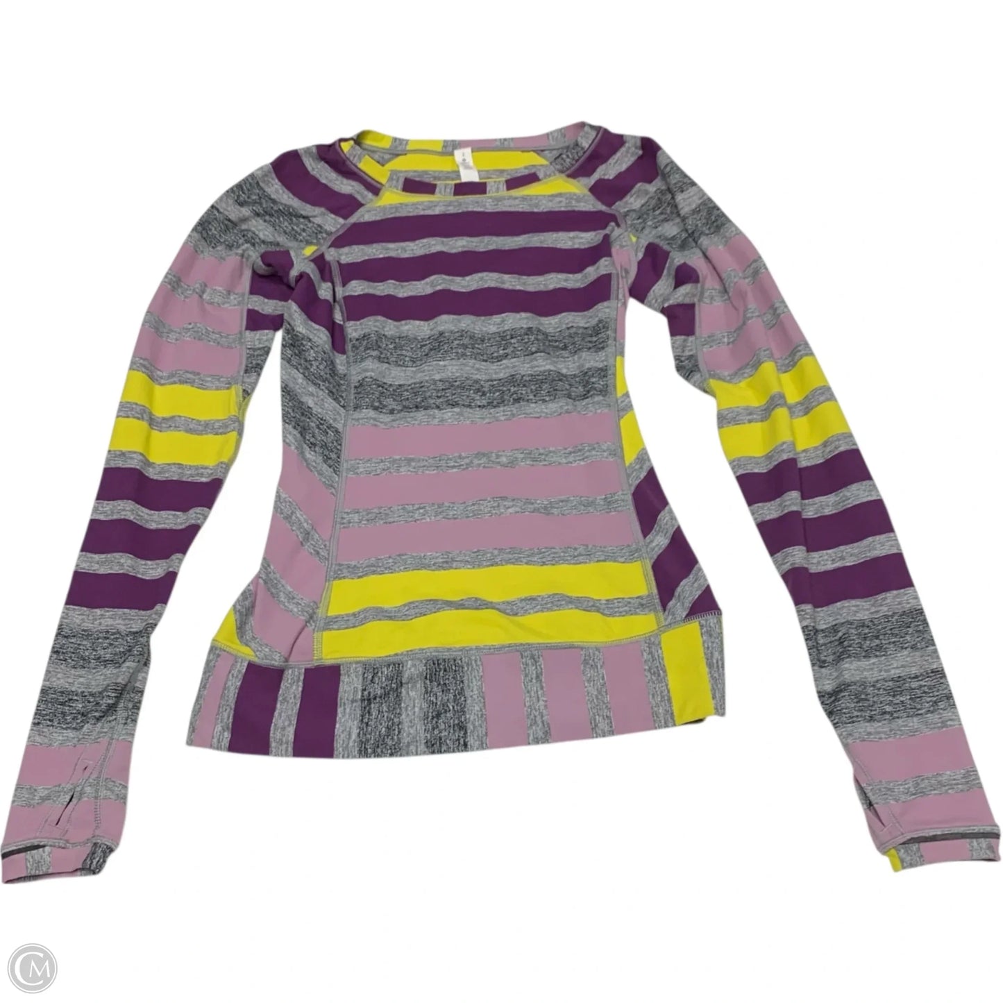 Athletic Top Long Sleeve Crewneck By Lululemon In Grey & Purple, Size: Xs