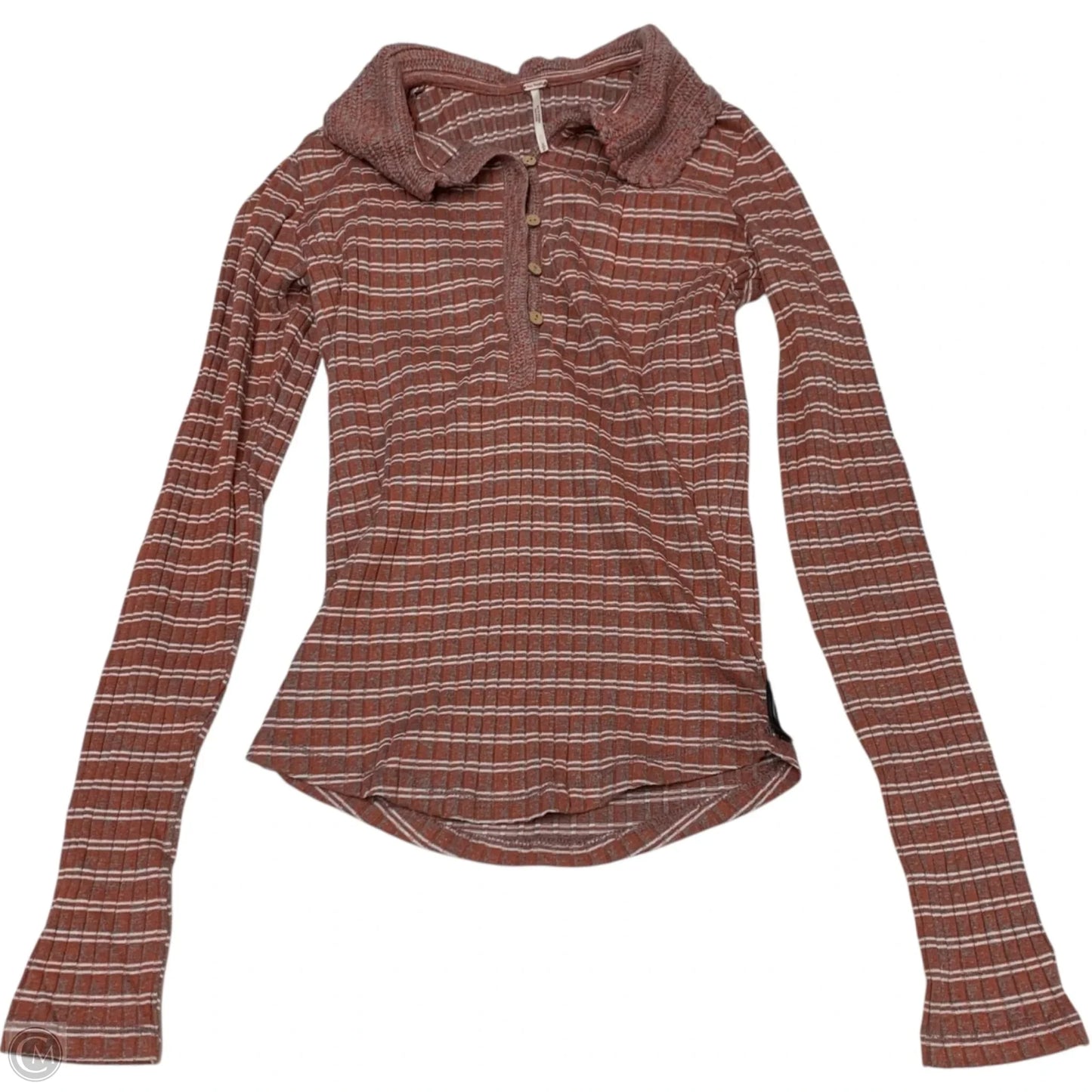 Top Long Sleeve By Free People In Orange & White, Size: S