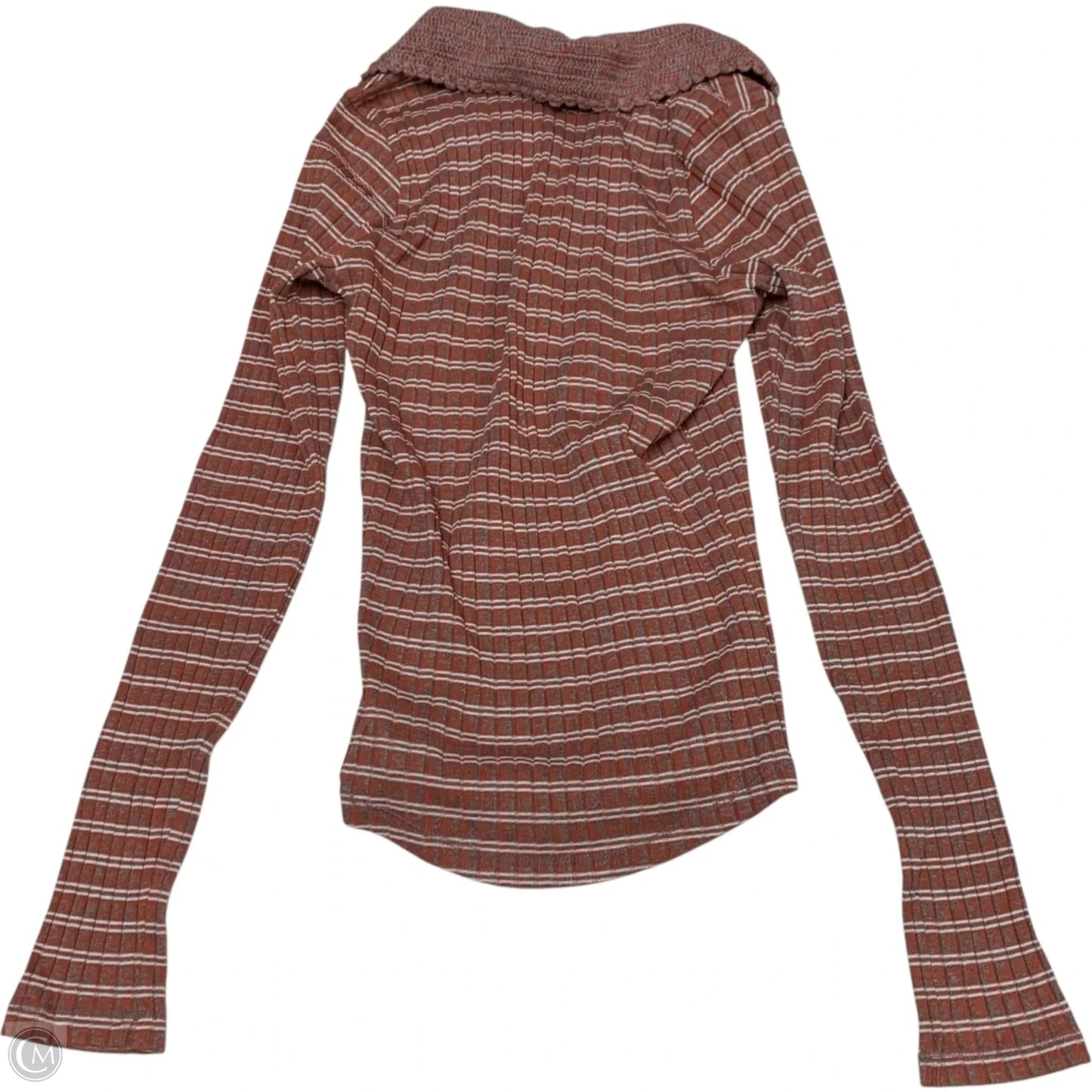 Top Long Sleeve By Free People In Orange & White, Size: S