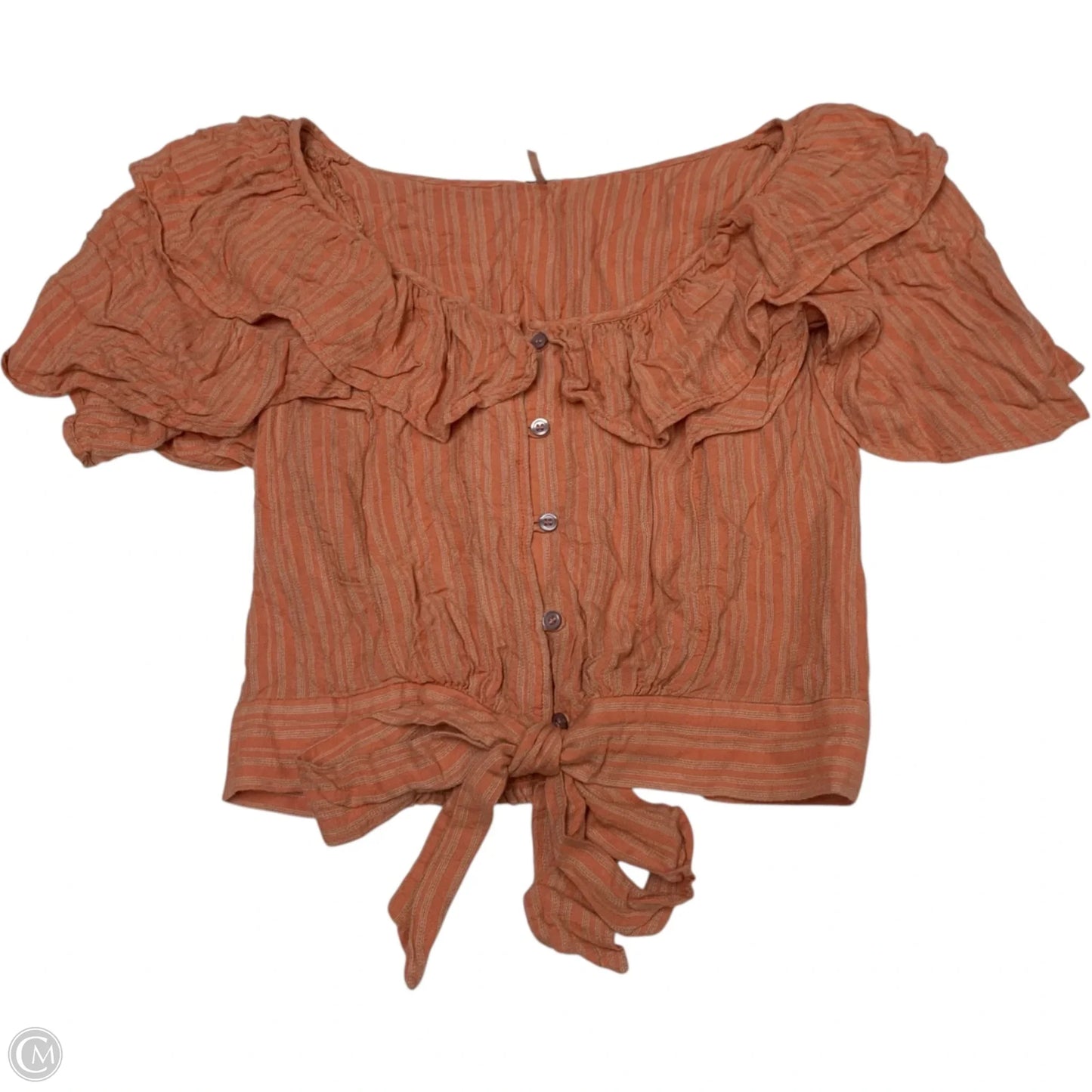 Top Short Sleeve By Free People In Orange & Tan, Size: Xs