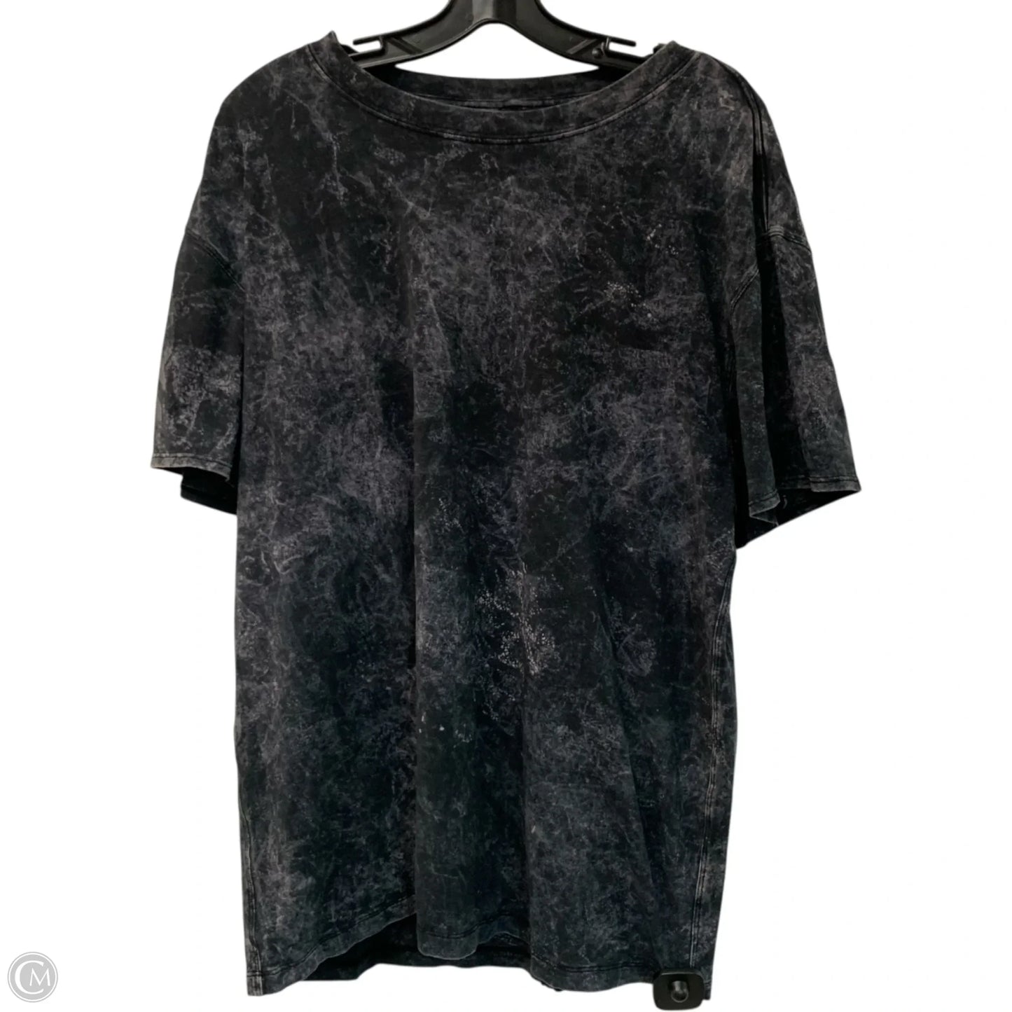 Athletic Top Short Sleeve By Lululemon In Black & Grey, Size: L