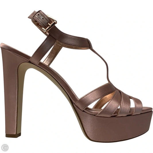 Sandals Heels Block By Michael By Michael Kors In Rose Gold, Size: 9.5