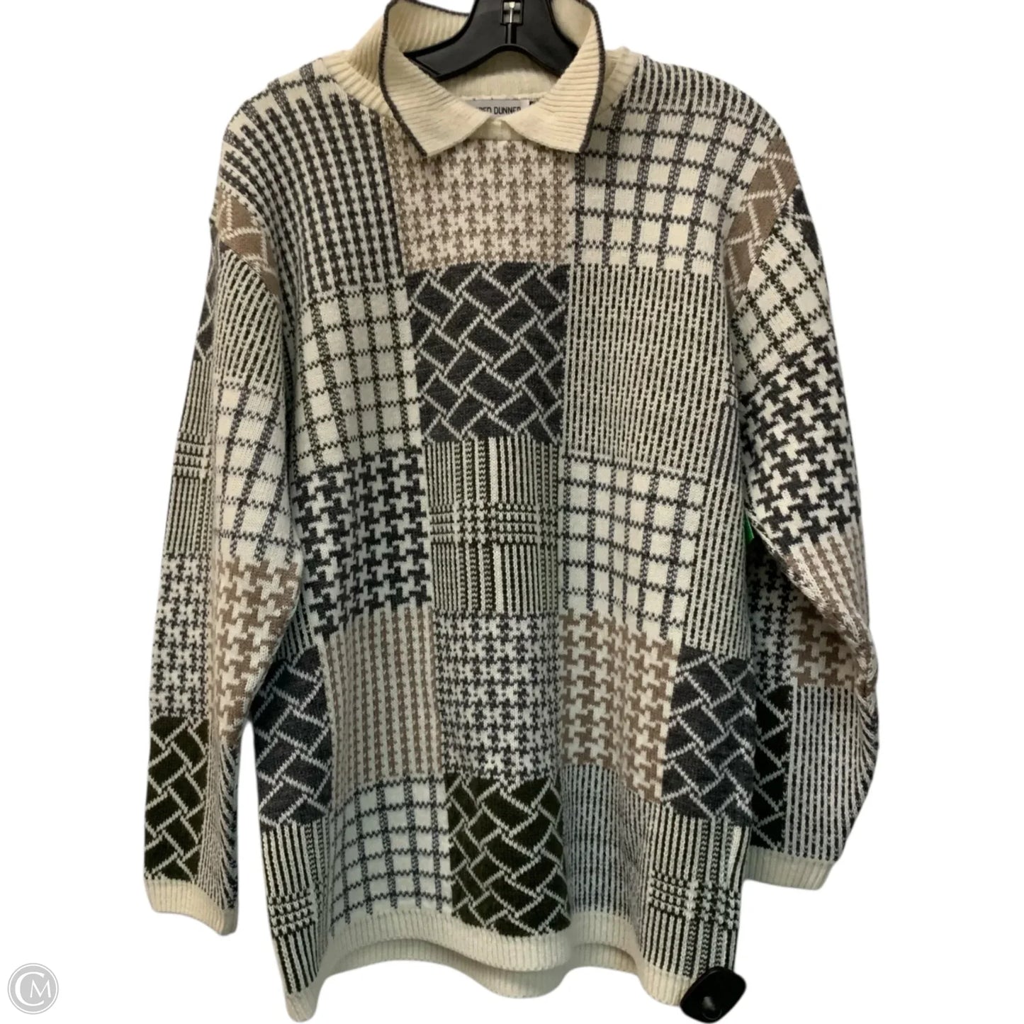 Sweater By Alfred Dunner In Cream & Grey, Size: L