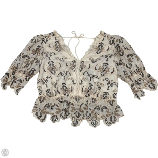 Top 3/4 Sleeve By Anthropologie In Cream, Size: S