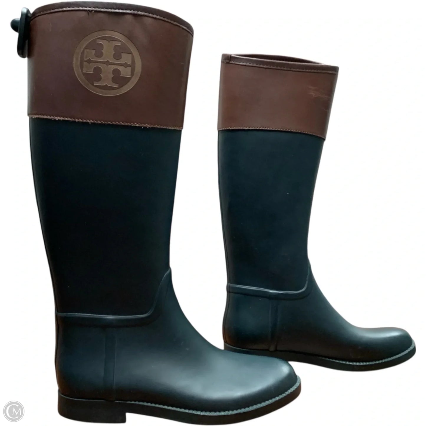 Boots Designer By Tory Burch In Black & Brown, Size: 8