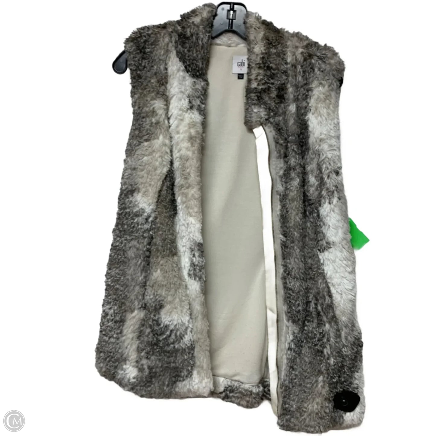 Vest Faux Fur & Sherpa By Cabi In Grey & White, Size: S