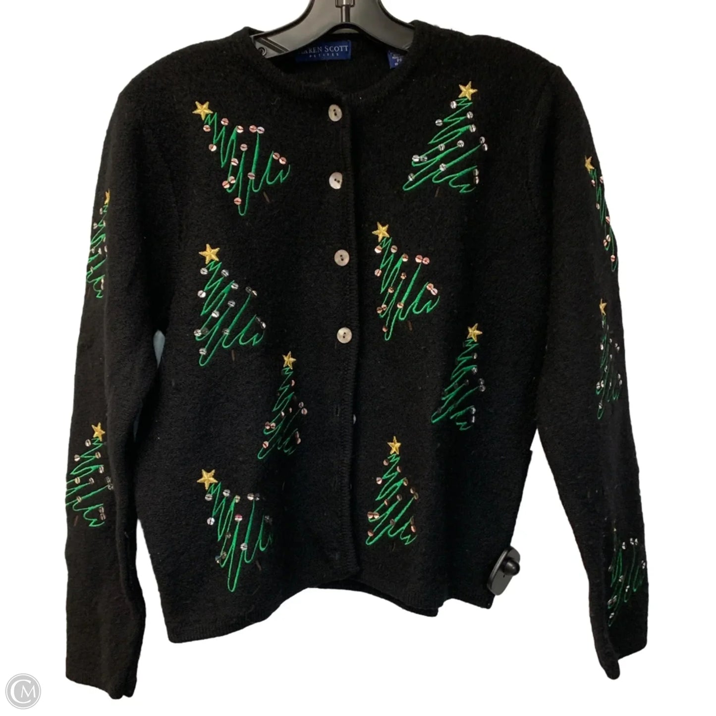 Sweater Cardigan By Karen Scott In Black, Size: Sp