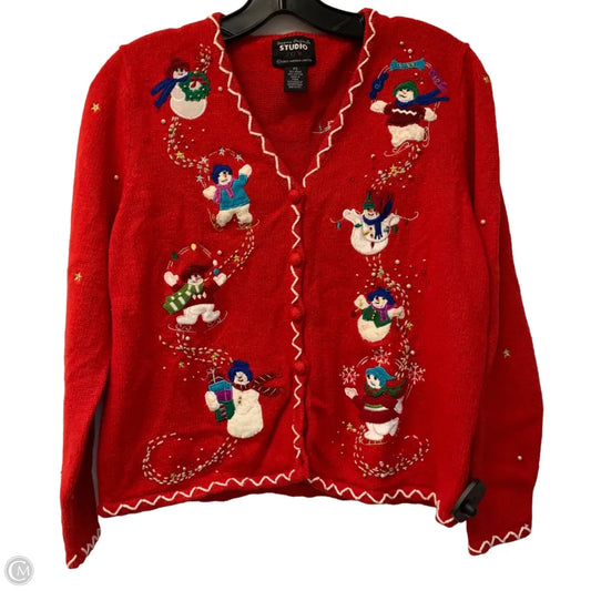 Sweater Cardigan By Studio Joy In Red, Size: Sp