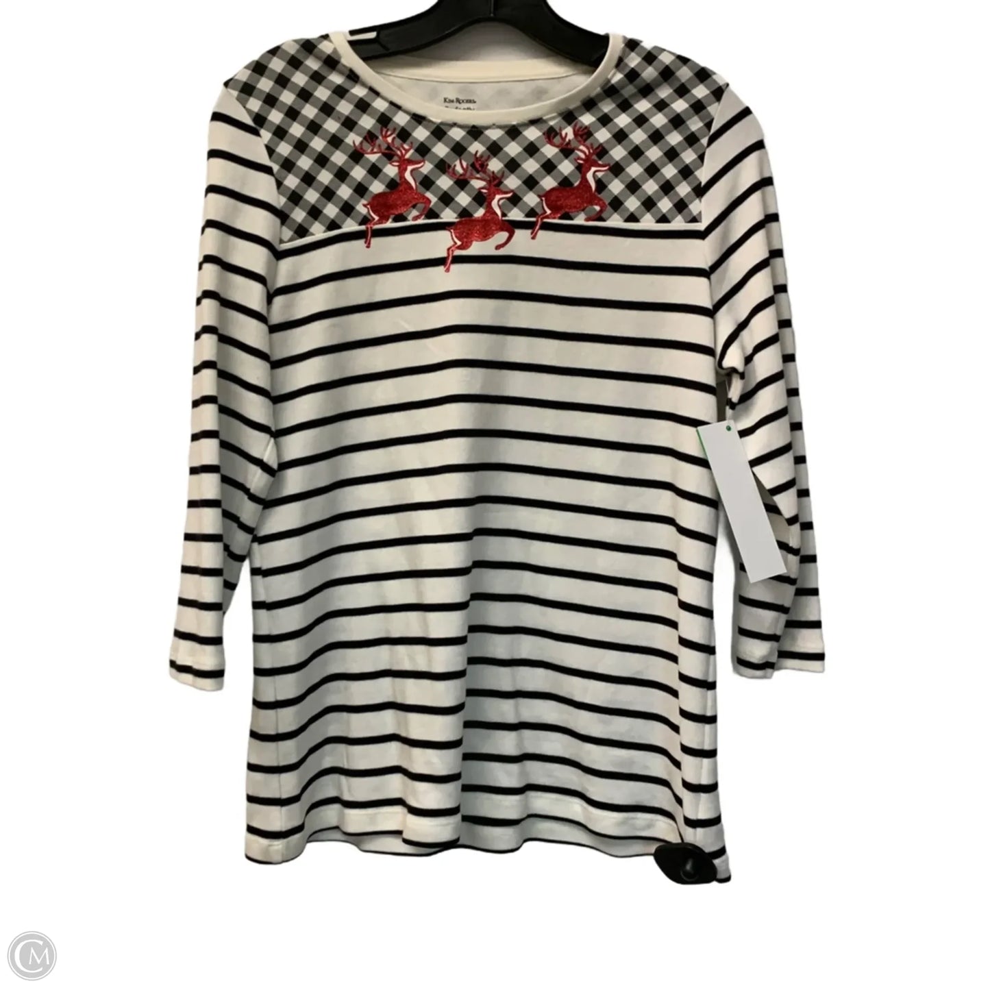 Top Long Sleeve By Kim Rogers In Black & White, Size: Sp