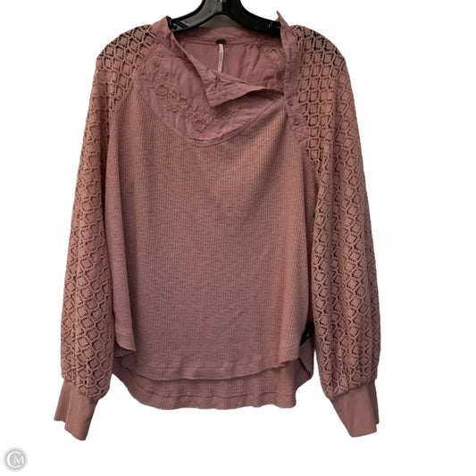 Top Long Sleeve By Free People In Pink, Size: M
