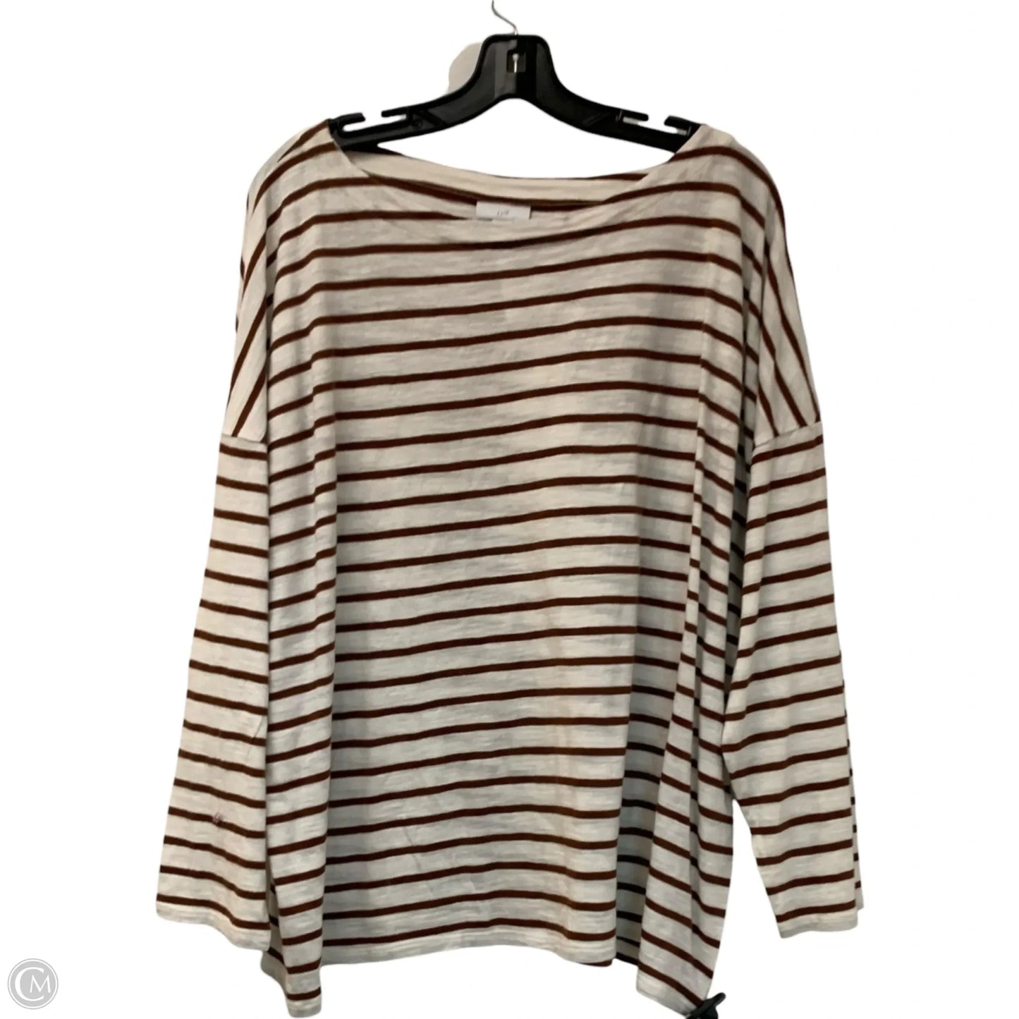 Top Long Sleeve By J. Jill In Brown & White, Size: 2x
