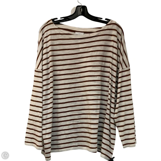 Top Long Sleeve By J. Jill In Brown & White, Size: 2x