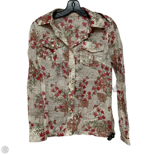 Top Long Sleeve Designer By Tory Burch In Cream & Red, Size: S