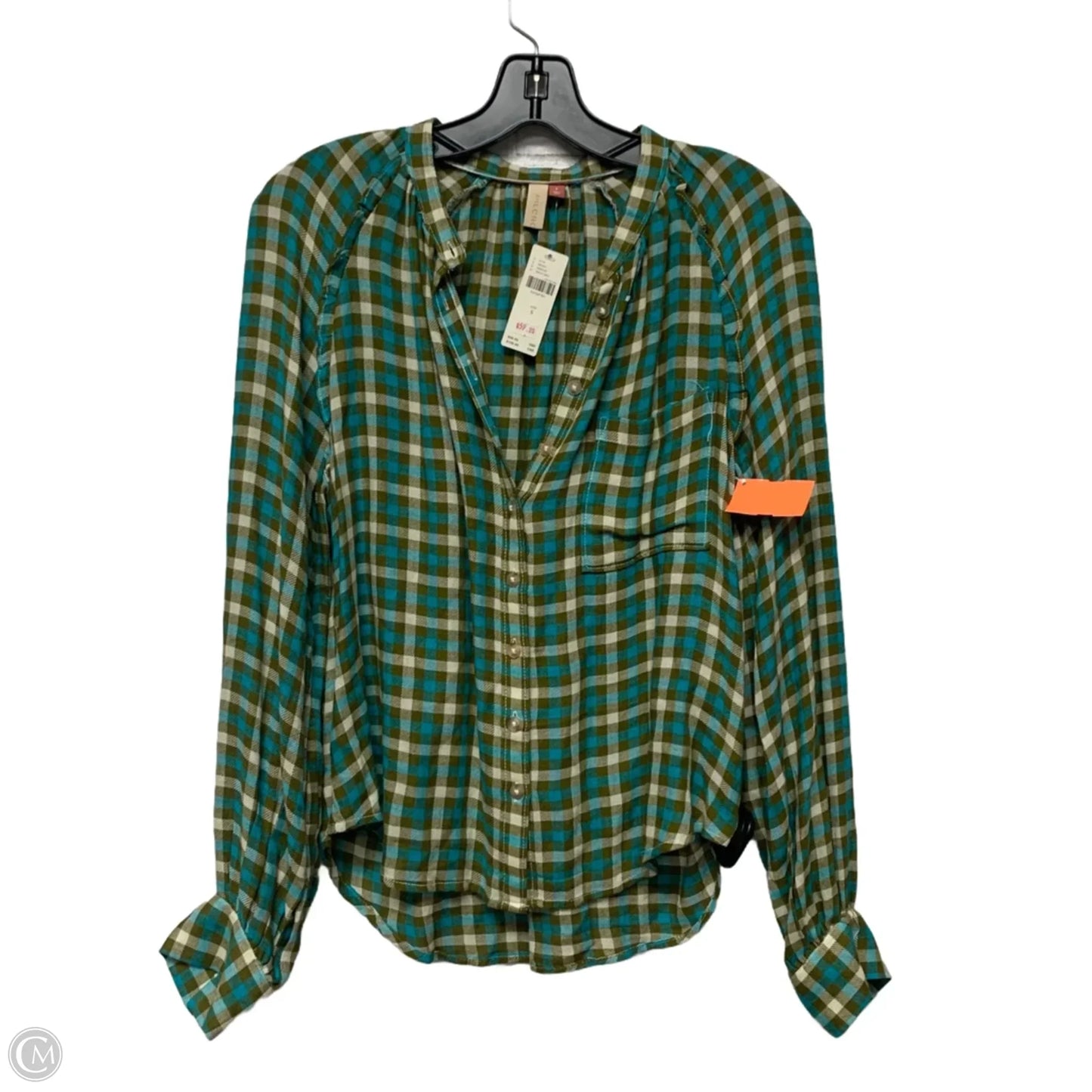 Top Long Sleeve By Pilcro In Blue & Green, Size: S